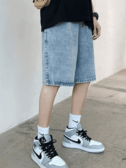 Threebooy Men's Washed Skate Denim Shorts