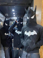 Threebooy Men's Bat Print Oversized Hoodie