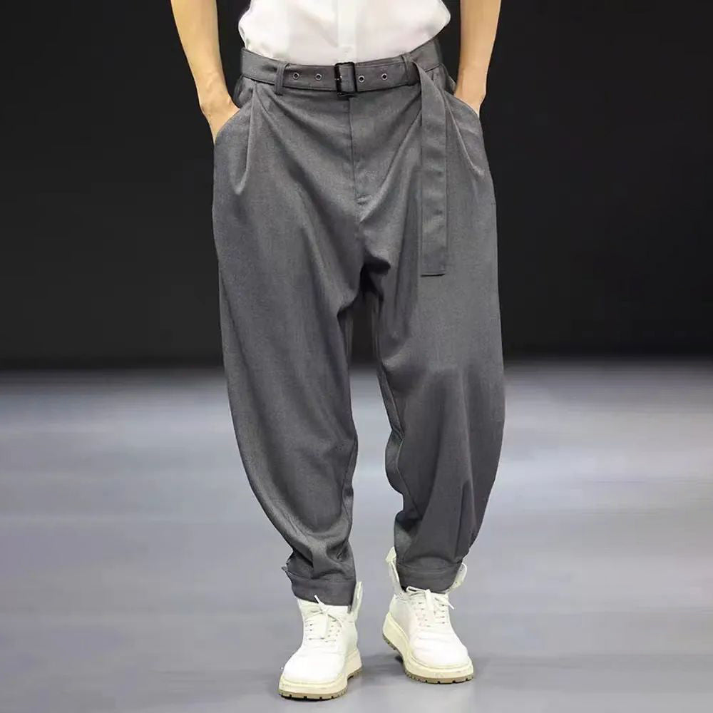 Threebooy Mens Japanese Casual Suit Leggings Pants New Genderless Fashion Retro Versatile Loose Comfortable Solid Color Pants Unisex