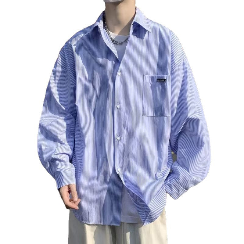 Threebooy Oversized Loose Striped Shirt Unisex Spring Autumn Mens Long sleeved Tops Fashion Casual Shirts Cardigan Streetwear Couple Ins