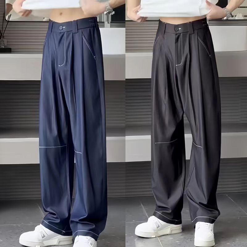 Threebooy Advanced Hanging Thin Jeans Men Casual Loose Curved Knife Pants Summer Fashion High Street Comfortable Denim Trousers Streetwear