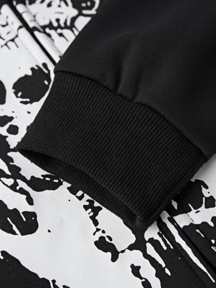 Threebooy Men's Gothic Skull Print Oversized Hoodie