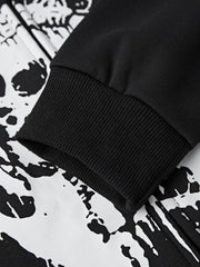 Threebooy Men's Gothic Skull Print Oversized Hoodie
