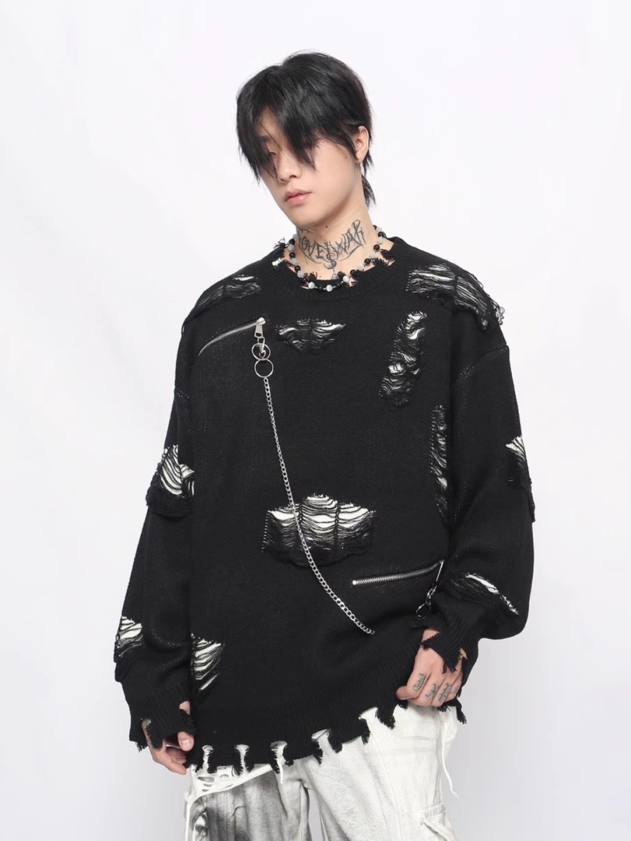 Threebooy [Mz] cut holes design knit na1548