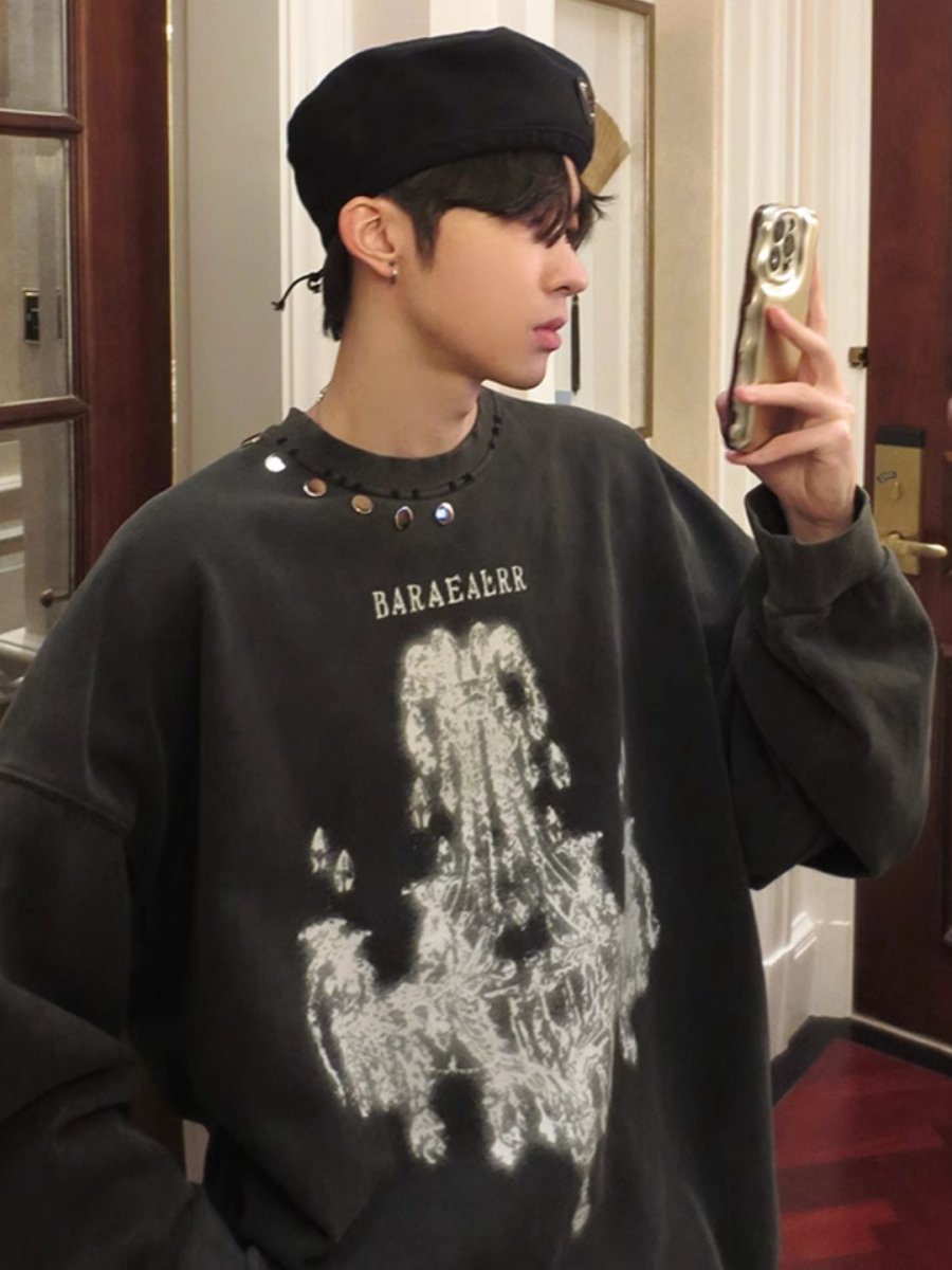 Threebooy 【JH HOMME】printing round neck sweater na1556