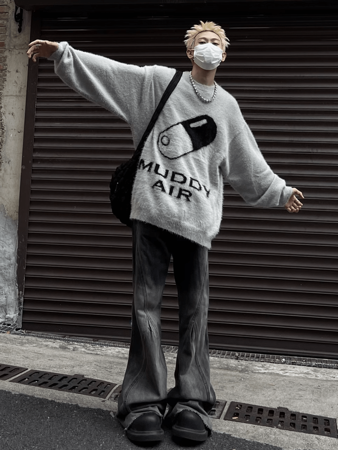 Threebooy print design imitation mink knit sweater na693