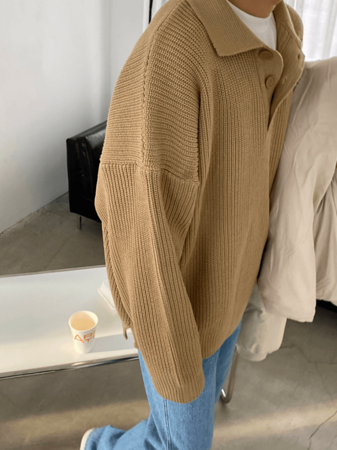 Threebooy casual long polo knit NA132
