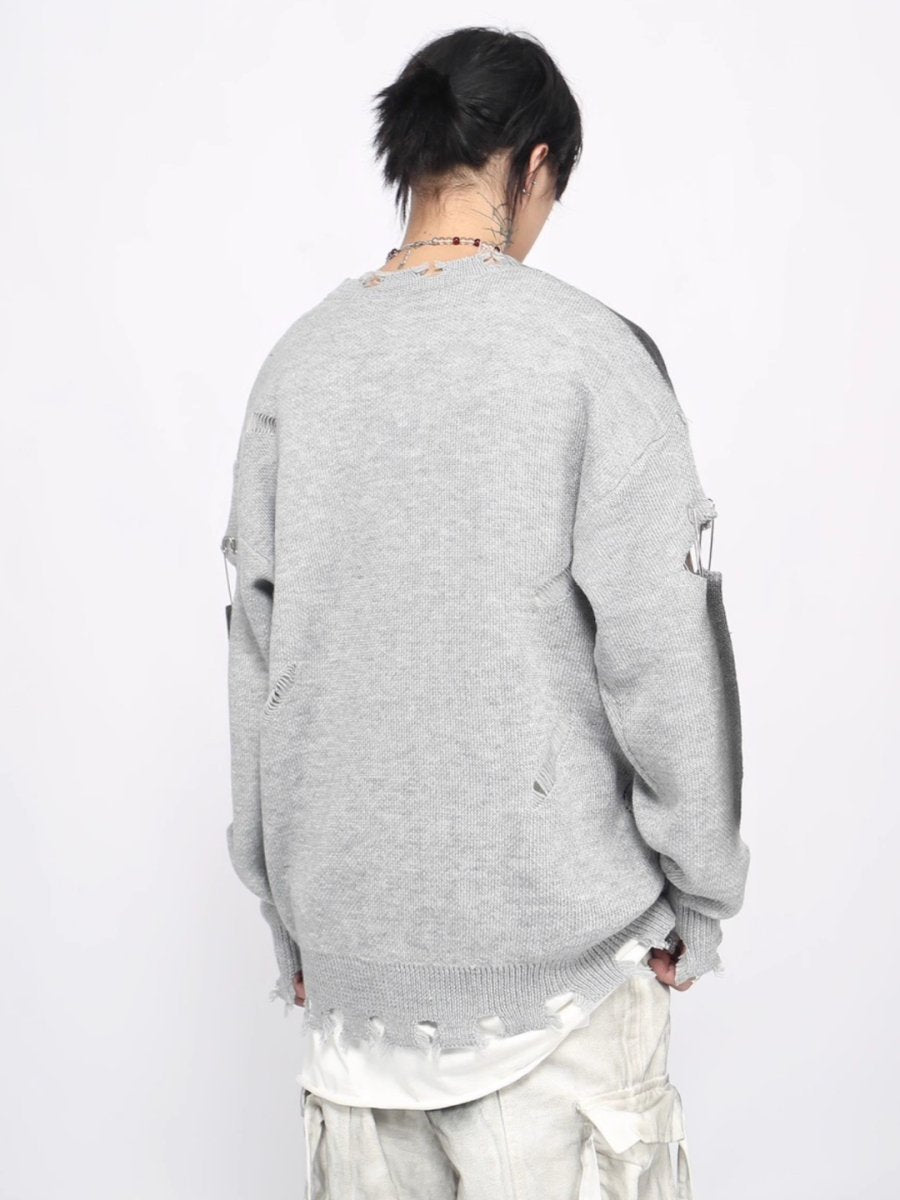 Threebooy 【Mz】high street broken hole cross pin knit na1547