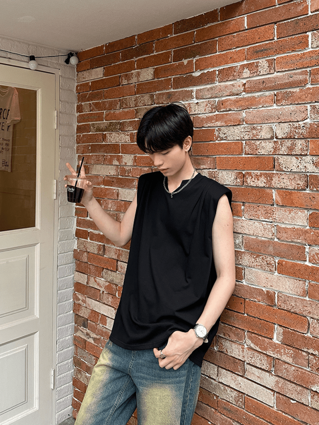 Threebooy [ONELYC1NS] V-neck Sleeveless na1092