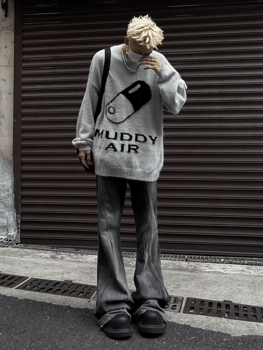 Threebooy print design imitation mink knit sweater na693