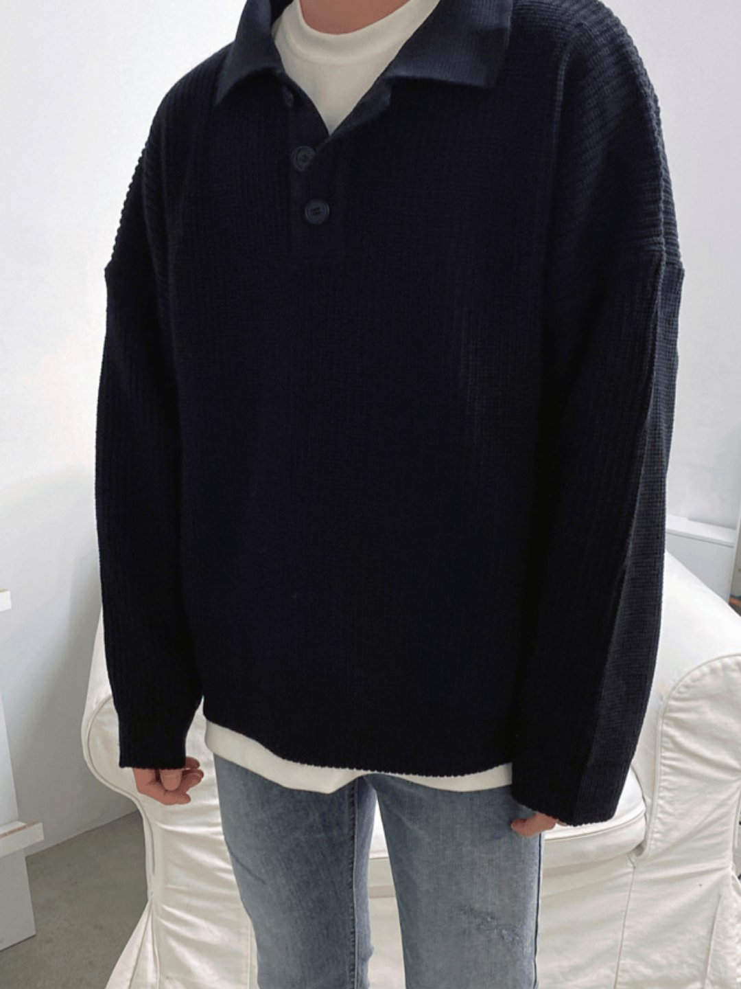 Threebooy casual long polo knit NA132