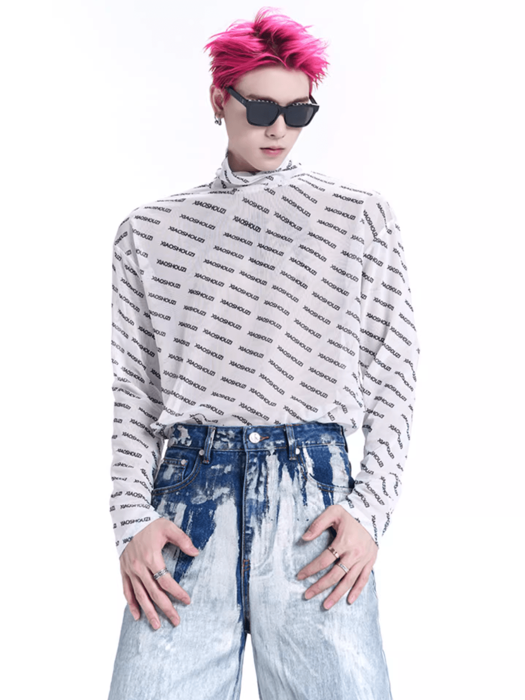 Threebooy letter printing turtleneck t-shirt na1160