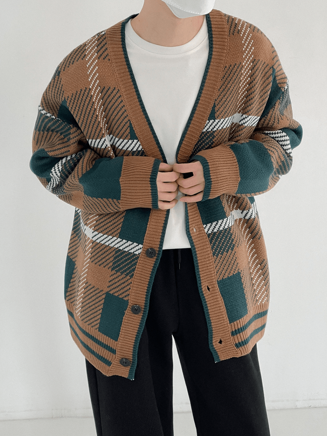 Threebooy [DAZIONSED] Retro Border Cardigan na73