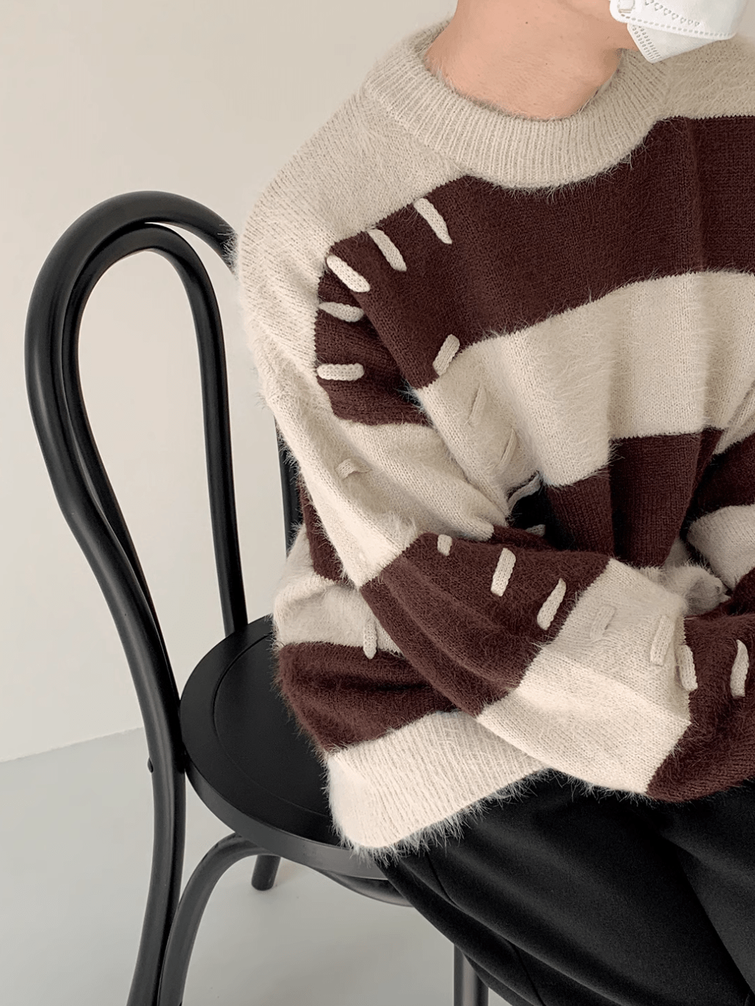 Threebooy [DAZIONSED] Patch design mohair knit sweater na772