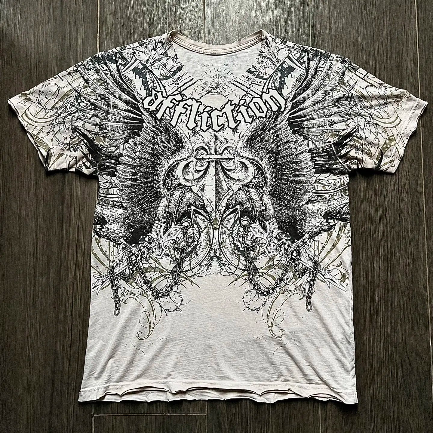 Threebooy 2000s affliction Style Street Hip Hop Clothing couple T Shirt Gothic Skull Cross Print Fashion Knight Graphic Men T shirt
