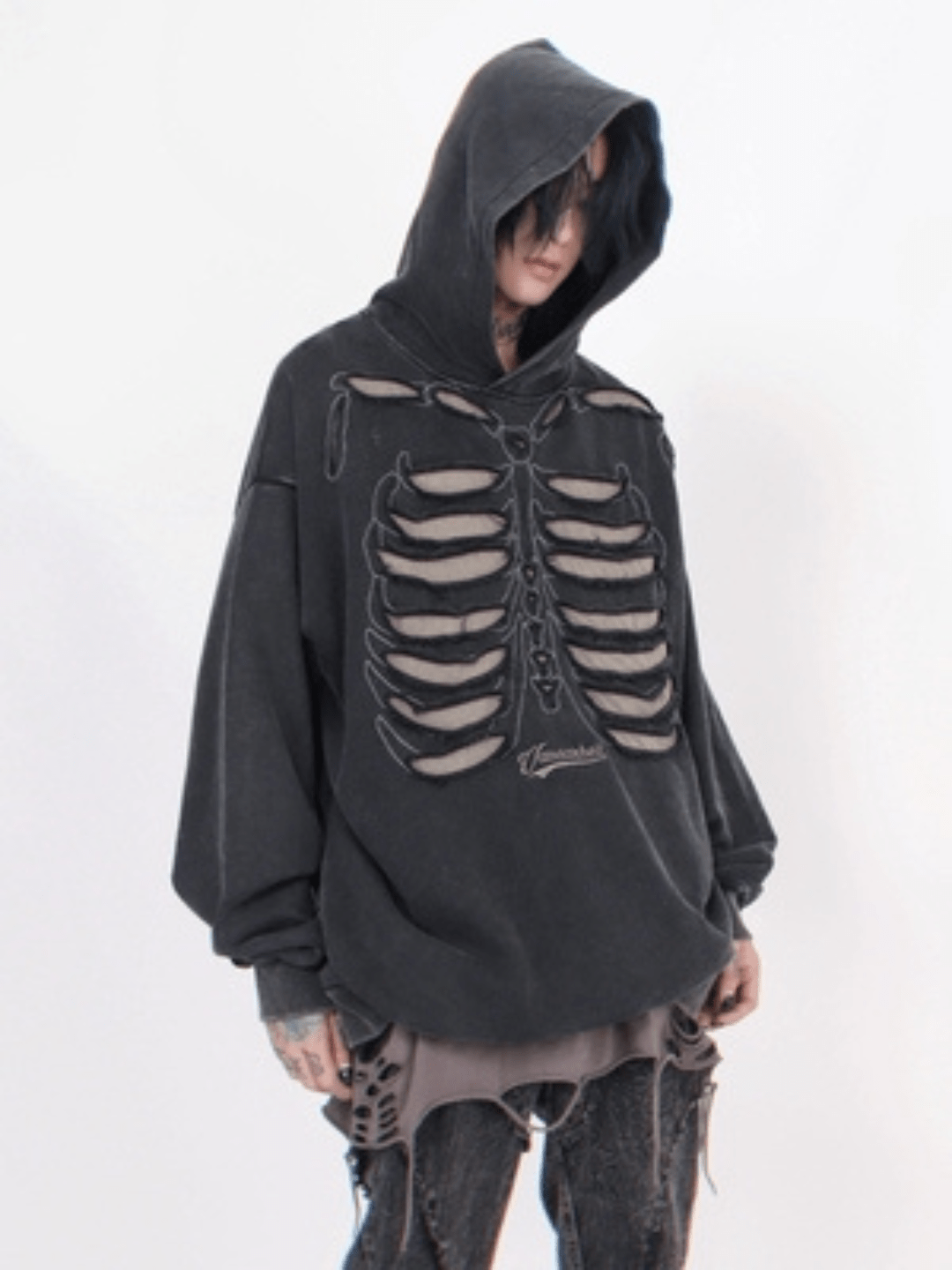 Threebooy skeleton design niche high street hooded na648