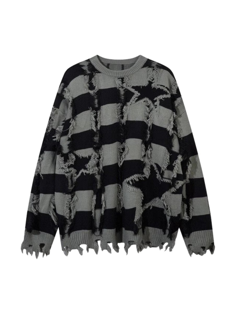 Threebooy [Mz] holes striped casual knitwear na1476