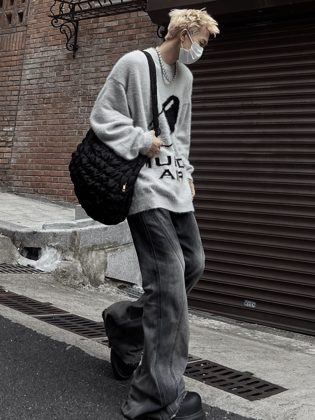 Threebooy print design imitation mink knit sweater na693