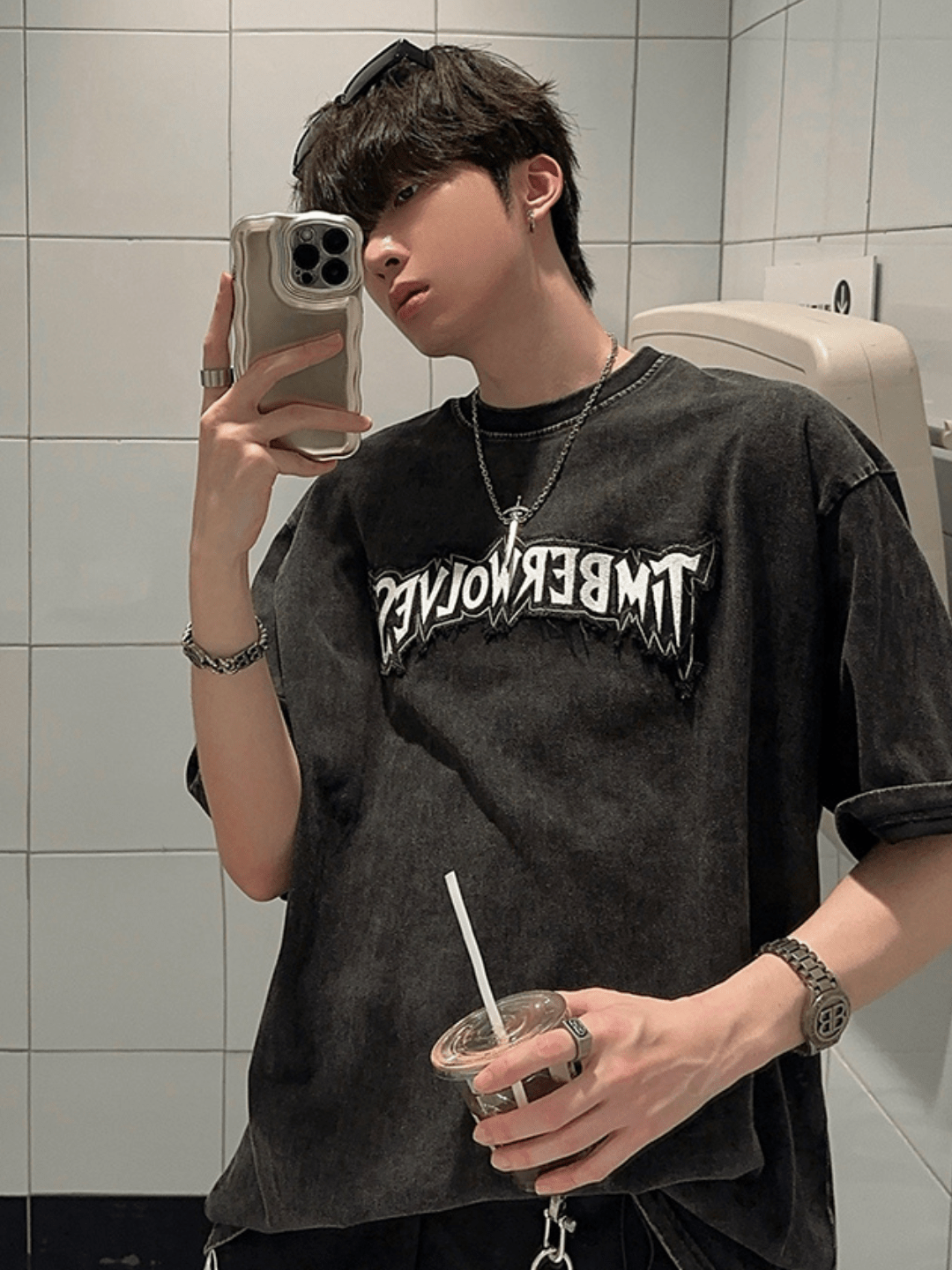 Threebooy [JH HOMME] round neck loose T-shirt na1317