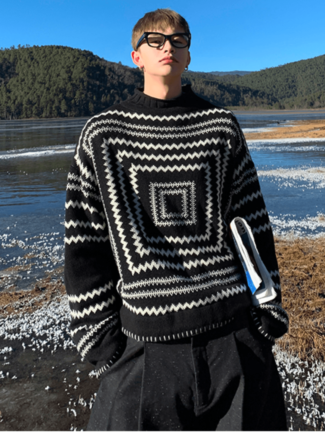 Threebooy [ESC MAN STUDIO] Pullover High Knit NA190