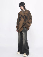 Threebooy 【Mz】broken holes sweater na1474