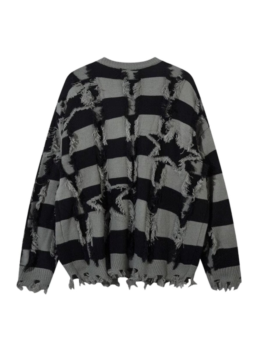 Threebooy [Mz] holes striped casual knitwear na1476