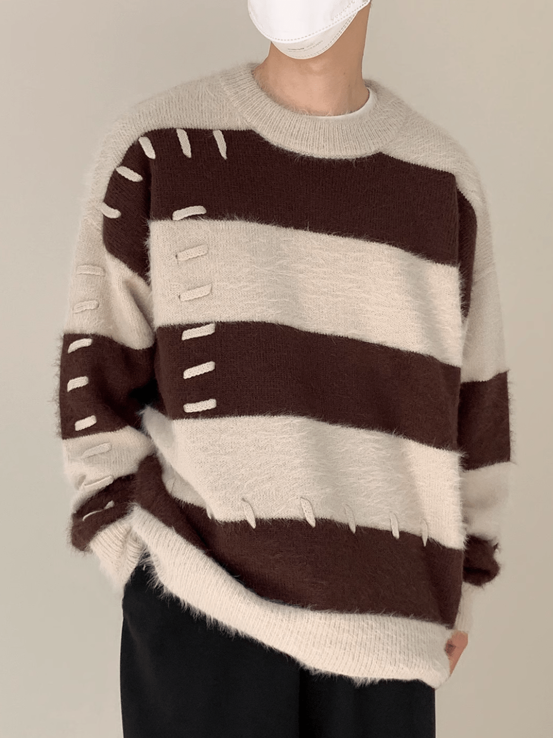 Threebooy [DAZIONSED] Patch design mohair knit sweater na772