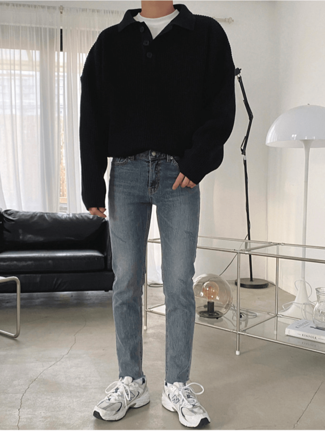 Threebooy casual long polo knit NA132