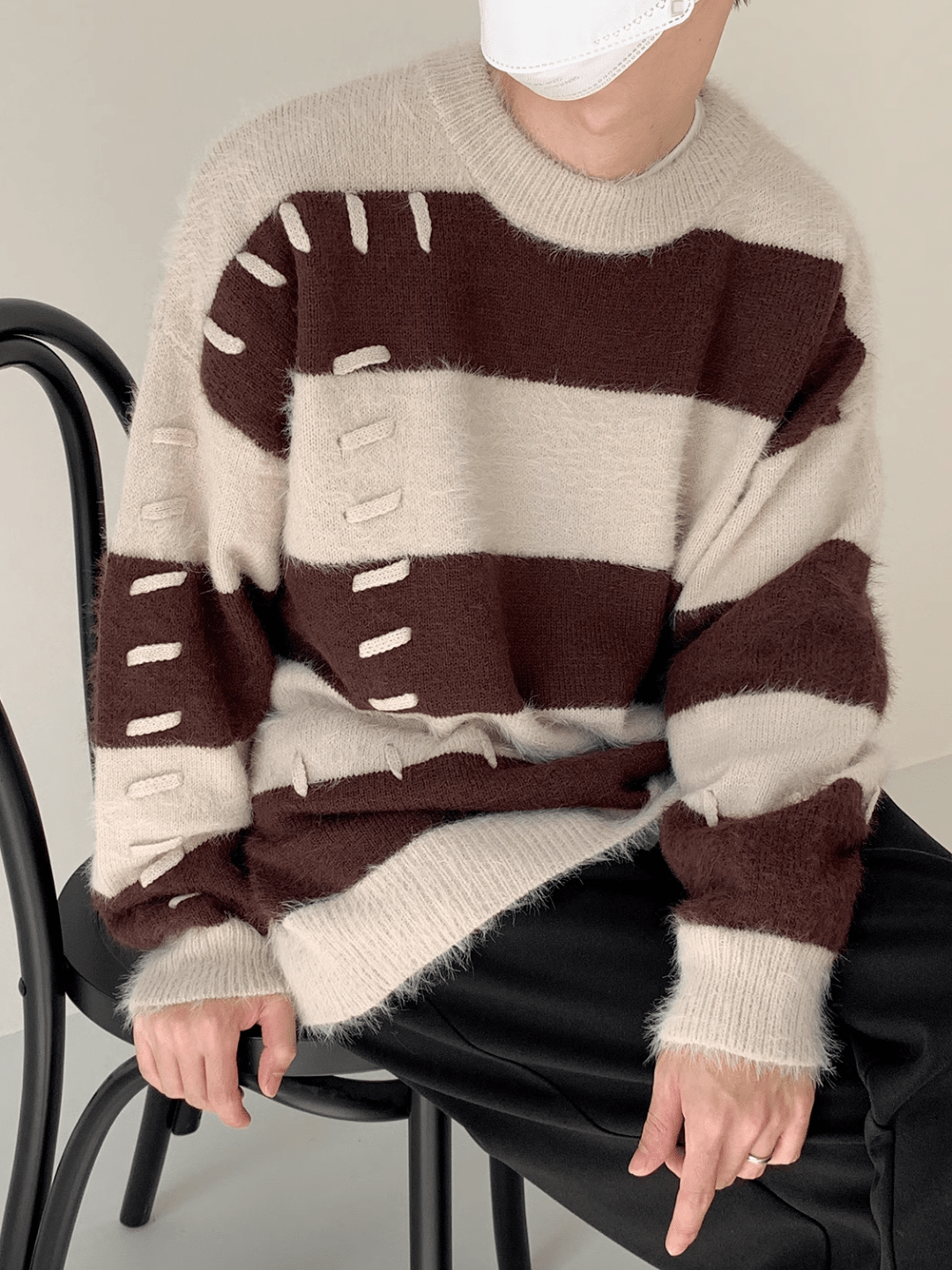 Threebooy [DAZIONSED] Patch design mohair knit sweater na772