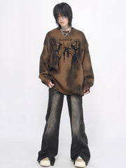Threebooy 【Mz】broken holes sweater na1474
