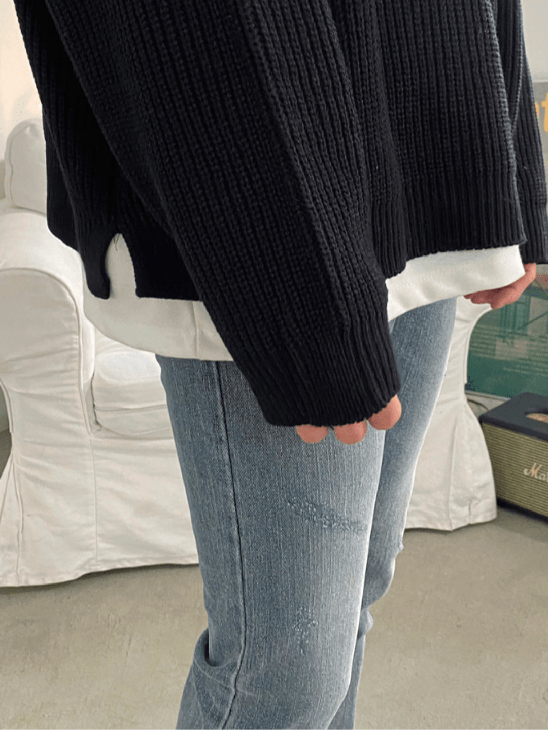 Threebooy casual long polo knit NA132