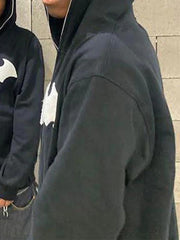 Threebooy Men's Bat Print Oversized Hoodie