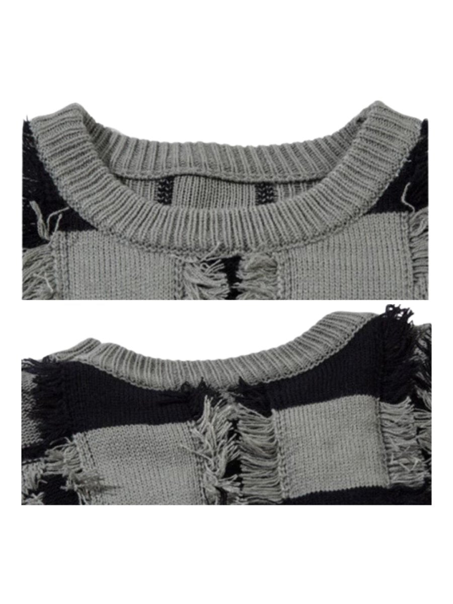 Threebooy [Mz] holes striped casual knitwear na1476