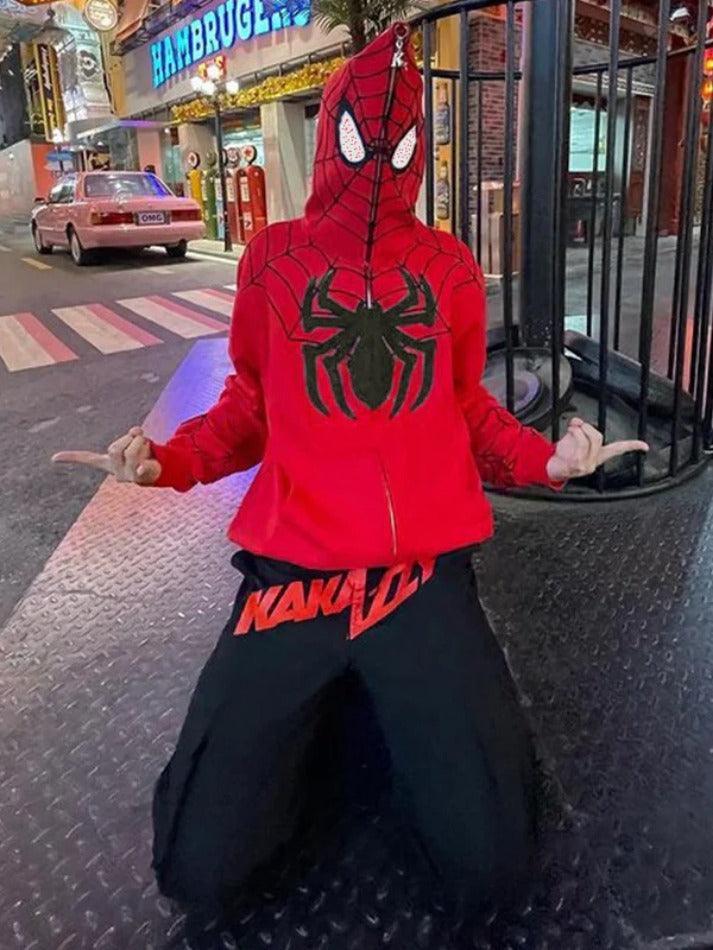 Threebooy Men's Spider Man Styling Print Oversized Hoodie