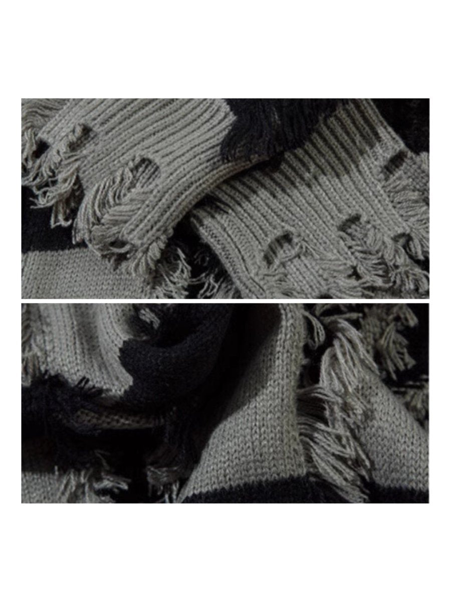 Threebooy [Mz] holes striped casual knitwear na1476