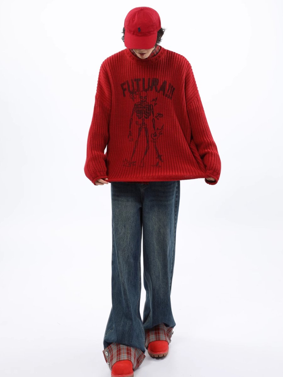 Threebooy [FUTUREBOY] round neck sweater na1709