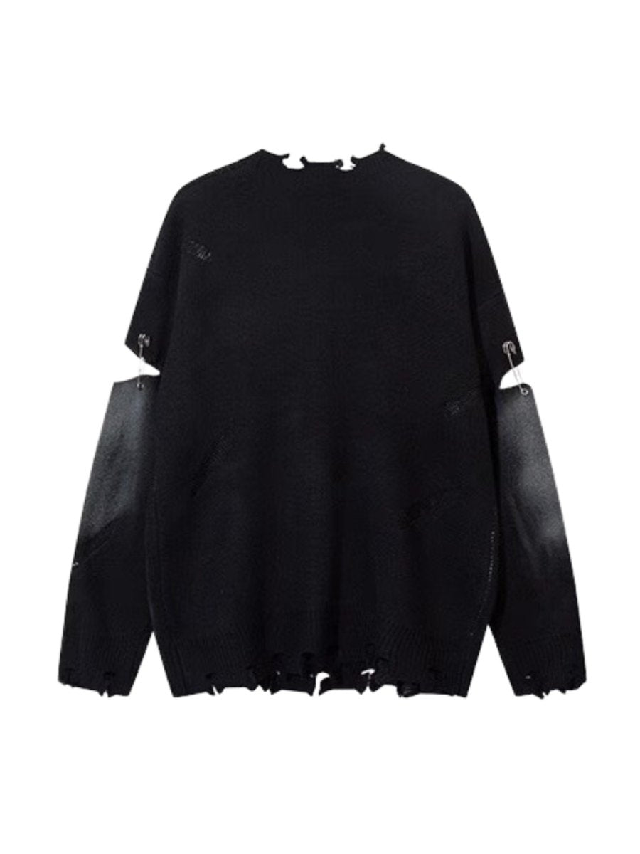 Threebooy 【Mz】high street broken hole cross pin knit na1547