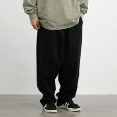 Threebooy Mens Twill Basic Casual Straight Pants Genderless Japanese Fashion Trend Simple Solid Color Comfortable Loose Trousers Unisex
