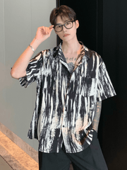 Threebooy [CUIBUJU] ink splash loose shirt na1059