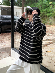 Threebooy [ONELYC1NS]Black and white striped knit na1430