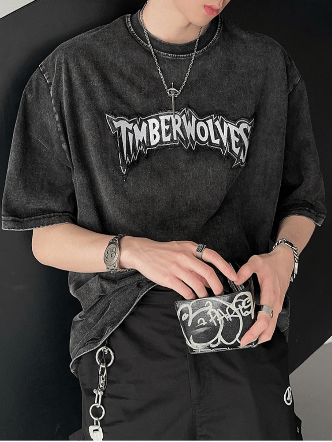 Threebooy [JH HOMME] round neck loose T-shirt na1317