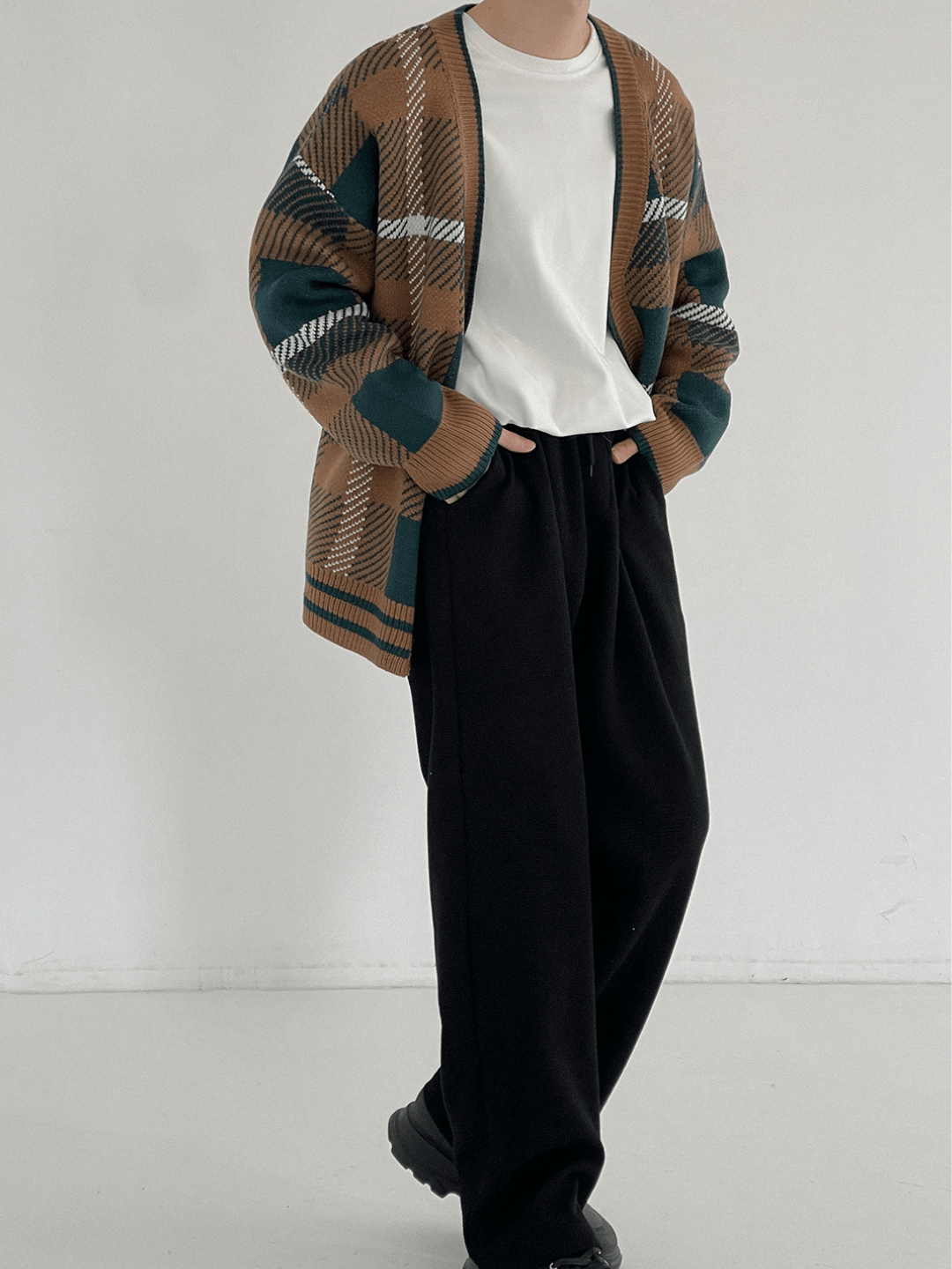 Threebooy [DAZIONSED] Retro Border Cardigan na73