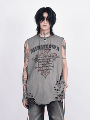 Threebooy [Mz] washed hole design high street t-shirt na1260