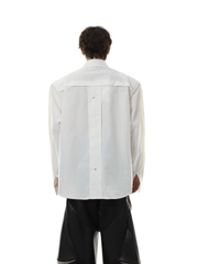 Threebooy [MARTHENAUT] shoulder pads white long-sleeved shirt na991