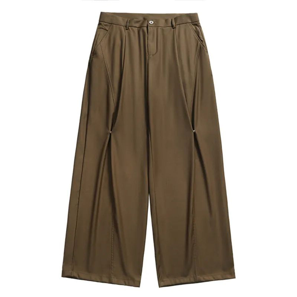 Threebooy Mens Y2k Pleated Casual Pants Genderless Fashion Youth Street Retro Solid Color Loose Couple Floor-Length Wide-Leg Pants Unisex