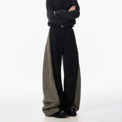 Threebooy Mens Harem Pants Curved Contrast Color Casual Pants Streetwear Youth Personality Versatile Trendy Wide Leg Pants Men's Wear 2025