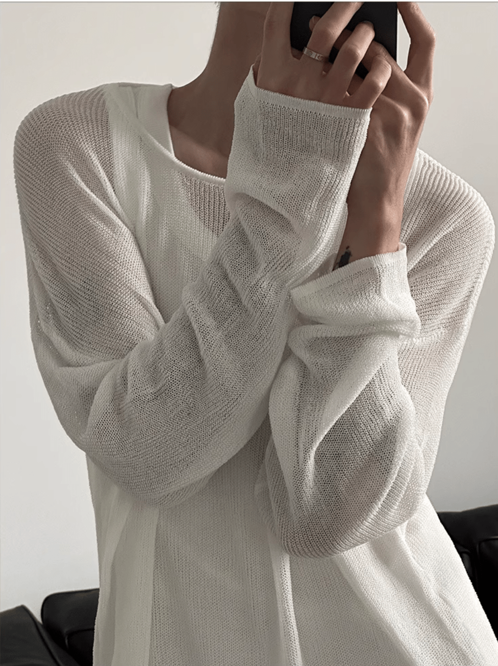 Threebooy [GENESISBOY] lazy style hollow sweater na1074