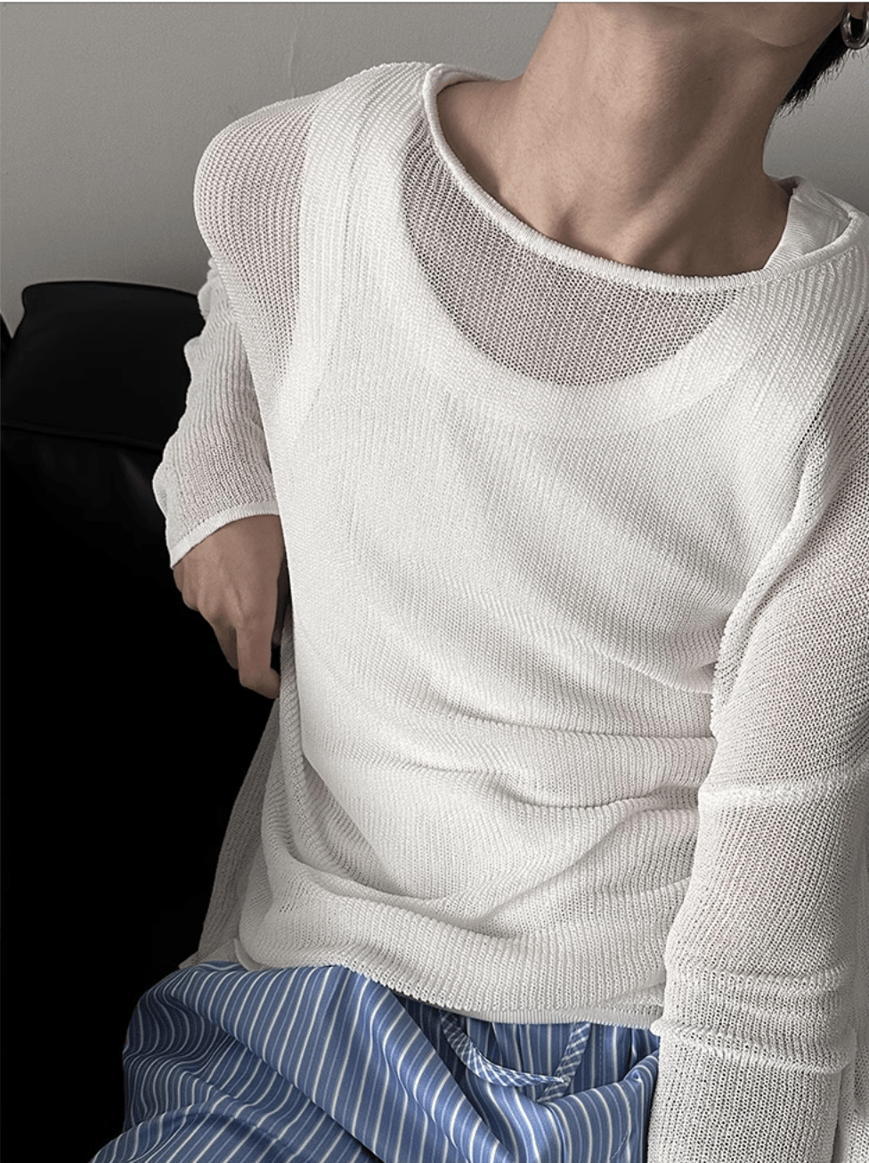 Threebooy [GENESISBOY] lazy style hollow sweater na1074