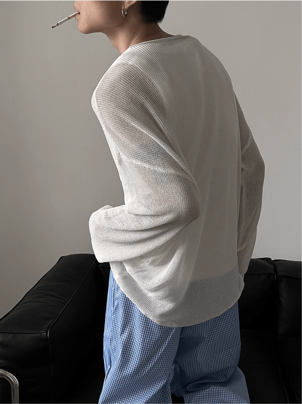 Threebooy [GENESISBOY] lazy style hollow sweater na1074