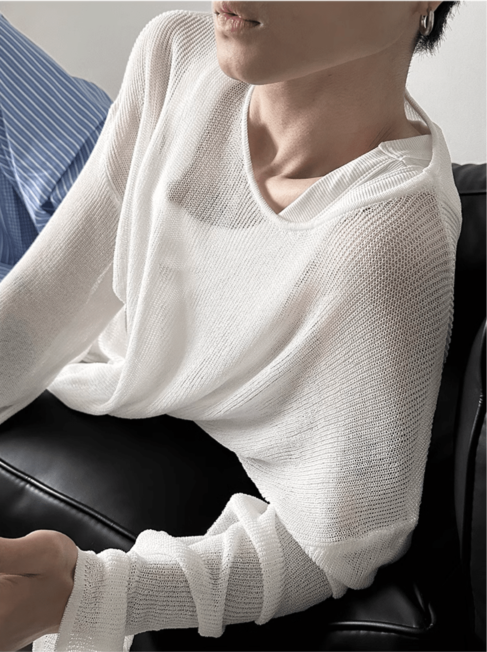 Threebooy [GENESISBOY] lazy style hollow sweater na1074